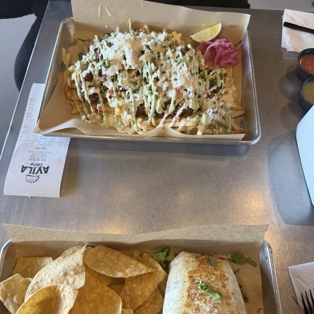 Birria fries & ultimate burrito with carne asada