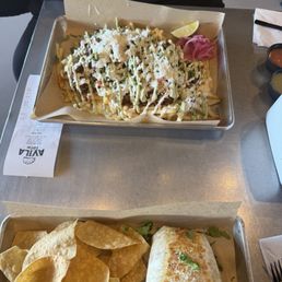 Birria fries & ultimate burrito with carne asada