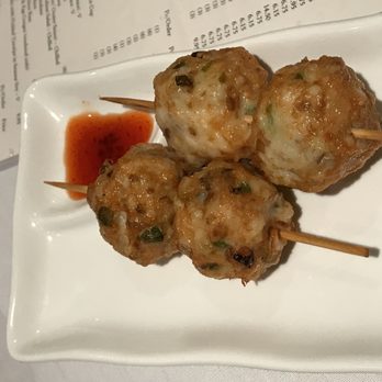 Yank Sing - Scallop Balls served on a skewer at Yank Sing in the Rincon Center in downtown San Francisco. - Dim Sum Near Me - San Francisco, California