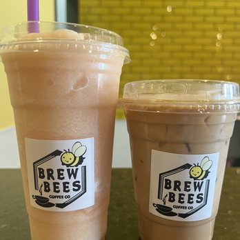 Brew Bees Coffee - Peach lemonade slush is and maple sugar oatmilk latte - Coffee & Tea Near Me - Upland, California