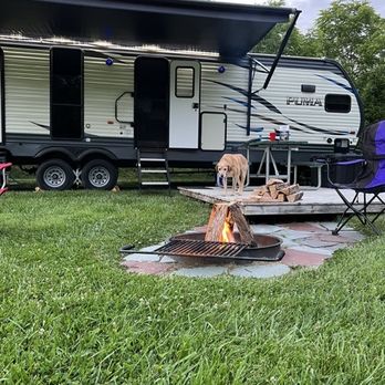 Greenbrier River Campground - Our site. Nice fire pit and great deck to relax on - Campgrounds Near Me - Alderson, West Virginia Greenbrier River Campground - Our site. Nice fire pit and great deck to relax on - Campgrounds Near Me - Alderson, West Virginia