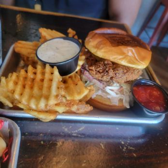 Bristol Republic - Fried chicken sandwich and fries. - Bars Near Me - Columbus, Ohio