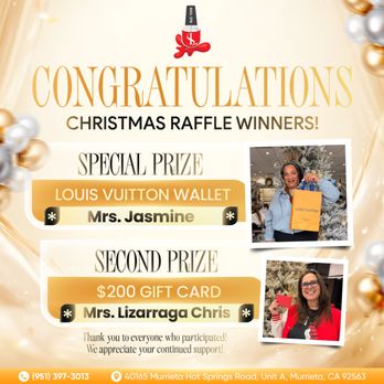 Sunlux Nail Spa - CHRISTMAS RAFFLE WINNERS ANNOUNCEMENT - Nail Salons Near Me - Murrieta, California Sunlux Nail Spa - CHRISTMAS RAFFLE WINNERS ANNOUNCEMENT - Nail Salons Near Me - Murrieta, California