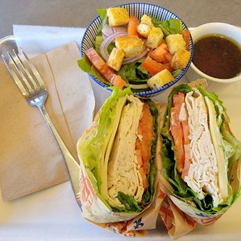 Little Provence Cafe - 1/2 demi roasted turkey & demi garden salad. They made a whole sandwich instead - Breakfast & Brunch Near Me - Arcadia, California