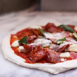Da Orazio Pizza + Porchetta - Pizza about to go in the oven