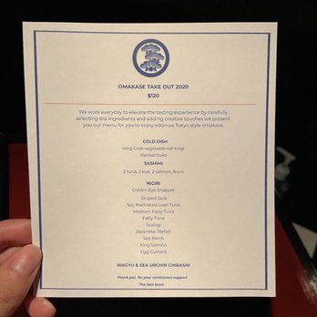 Azabu - The menu for omakase takeout - Sushi Bars Near Me - Miami Beach, Florida
