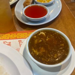 Mongolian Grill - Sweet and Hot & Sour Soup Egg Roll Crab Rangoons (6)