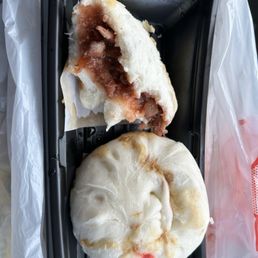 Pork buns. Sorry, I didn't think to write this review before plowing into one of the buns. Pork buns. Sorry, I didn't think to write this review before plowing into one of the buns.