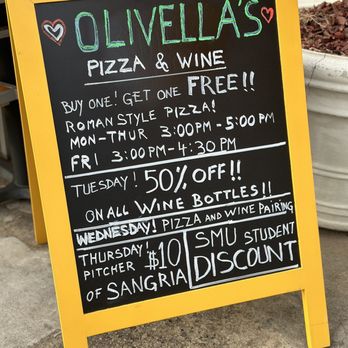 Olivella's Pizza And Wine - Specials - Pizza Near Me - Dallas, Texas Olivella's Pizza And Wine - Specials - Pizza Near Me - Dallas, Texas