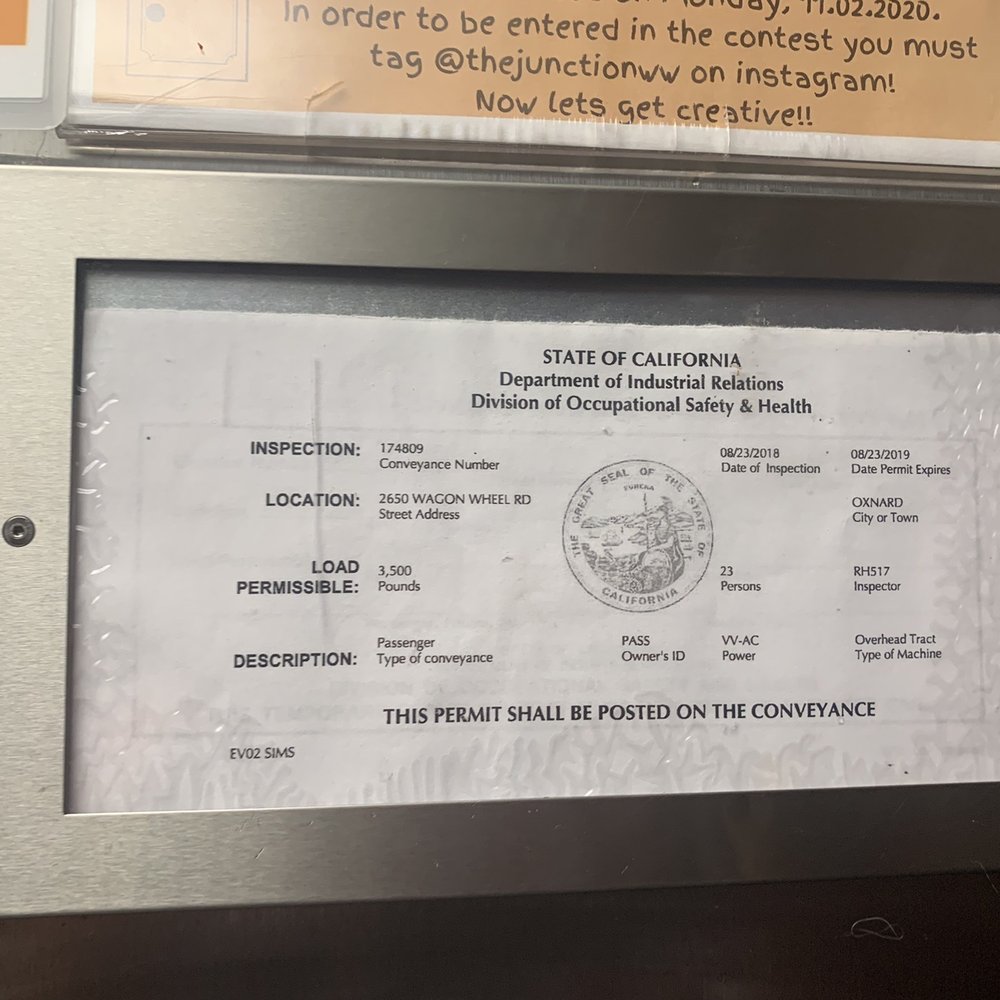 The Junction at Wagon Wheel - Elevators that has expired permit.... very not safe - Apartments Near Me - Oxnard, California The Junction at Wagon Wheel - Elevators that has expired permit.... very not safe - Apartments Near Me - Oxnard, California