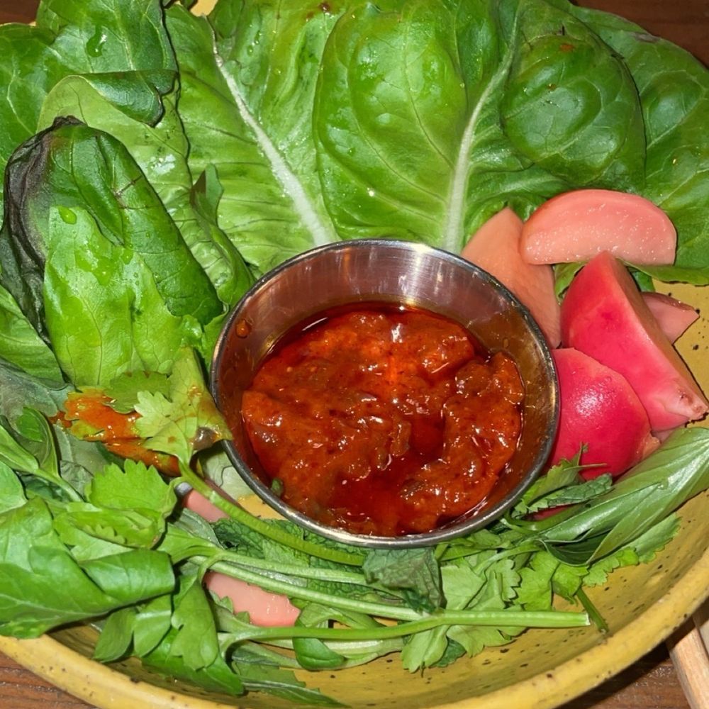 Lettuce wraps served w/ Lions mane Lettuce wraps served w/ Lions mane