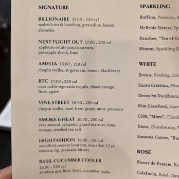 Bazille at Nordstrom - 2025-11-26 Cocktail Menu Part 1/2 - New American Near Me - Tampa, Florida