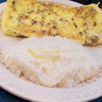 Olympic Flame Restaurant - Sausage and Swiss omelette  grits and white toast - Breakfast & Brunch Near Me - Myrtle Beach, South Carolina