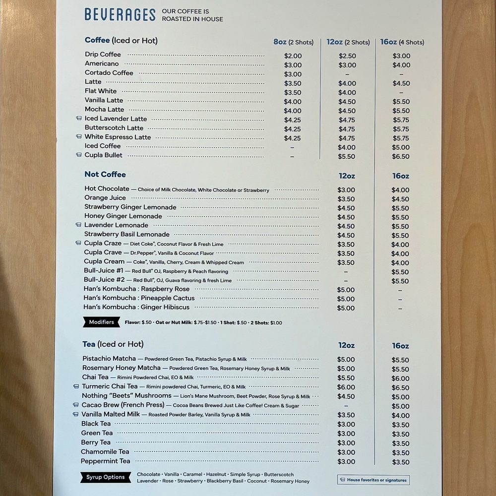 Cupla Coffee - Beverage menu - Coffee & Tea Near Me - Park City, Utah Cupla Coffee - Beverage menu - Coffee & Tea Near Me - Park City, Utah