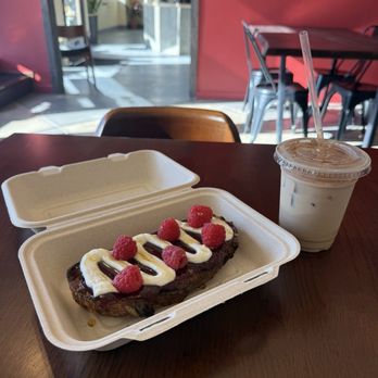 Sacred Heart Coffee - Raspberry Jam Toast and iced Chai - Coffee & Tea Near Me - Fresno, California