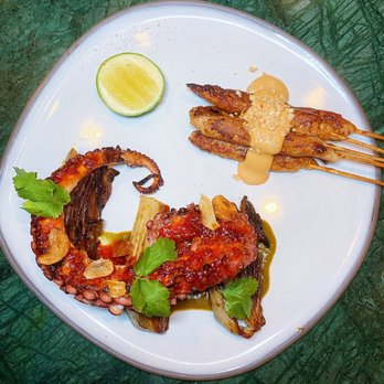 Wayan - Octopus a la Plancha Chicken Satay - Indonesian Near Me - New York, New York Wayan - Octopus a la Plancha Chicken Satay - Indonesian Near Me - New York, New York