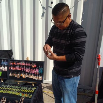 Brew Lab 101 - A vendor from Santa Domingo Pueblo.  I love slab earrings.  My husband bought me a pair. - Breweries Near Me - Rio Rancho, New Mexico