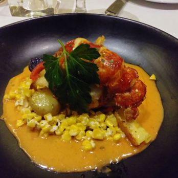 Ocean Prime - Twin lobster tails, mini potatoes, corn, chili cream - Seafood Near Me - Tampa, Florida Ocean Prime - Twin lobster tails, mini potatoes, corn, chili cream - Seafood Near Me - Tampa, Florida