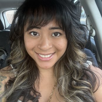 Honey and Hive - Long shag/layered haircut, bangs, and face-framing highlights. - Hair Salons Near Me - La Mesa, California