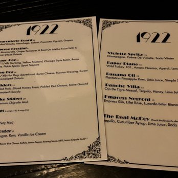 1922 - Menu - Cocktail Bars Near Me - El Paso, Texas
