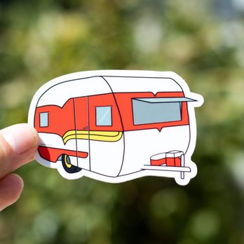 Extremely Retro - Red Deville Trailer Sticker - Gift Shops Near Me Extremely Retro - Red Deville Trailer Sticker - Gift Shops Near Me