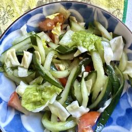 Cucumber salad... cut up the lettuce & cabbage... the light lime juice adds flavor. Sooooo refreshing and hydrating  I love this!!!