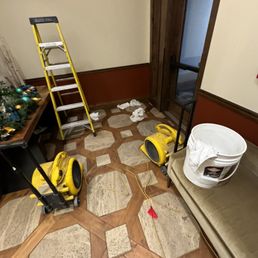 Leak in the lobby left unattended for hours with dry wall and wet floor Leak in the lobby left unattended for hours with dry wall and wet floor