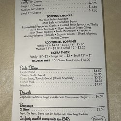 The Original John's Pizzeria - Paper Menu as of 5/10/26. Website has menu but no prices.