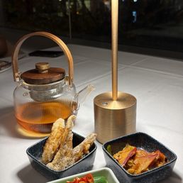 Fried fish, okra, and surf clam appetizers