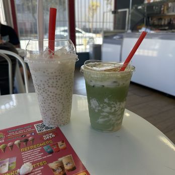 Cold flavors - I got the banana pudding matcha and the coco sago - Ice Cream & Frozen Yogurt Near Me - Pomona, California Cold flavors - I got the banana pudding matcha and the coco sago - Ice Cream & Frozen Yogurt Near Me - Pomona, California