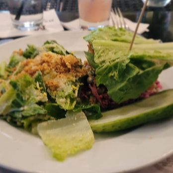 Marlow's Tavern - Crispy grouper, no bun w/hail little ceasar salad - New American Near Me - Atlanta, Georgia