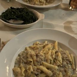 Gargonelli pasta with Sauteed Spinach
