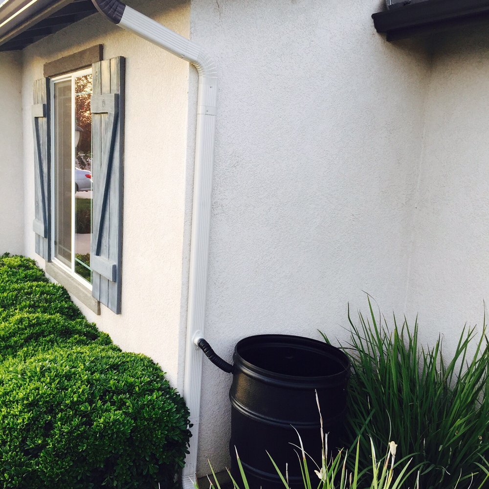 All Star Rain Gutters - They hooked up one of drain spouts to one of our rain barrels! - Gutter Services Near Me - Corona, California