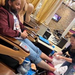 Venetian Nail Spa - The hubby getting his paraffin treatment