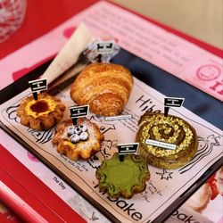 Hi Bake  - Blueberry egg tart, French custard tart, Matcha egg tart, Pistachio snail roll, Original butter croissant