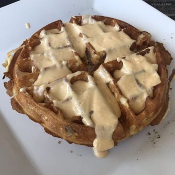 Waffles Incaffeinated - South Side - BYO waffle - stylized with goat cheese, sausage, red onions, and Hollandaise sauce. - Breakfast & Brunch Near Me - Pittsburgh, Pennsylvania Waffles Incaffeinated - South Side - BYO waffle - stylized with goat cheese, sausage, red onions, and Hollandaise sauce. - Breakfast & Brunch Near Me - Pittsburgh, Pennsylvania