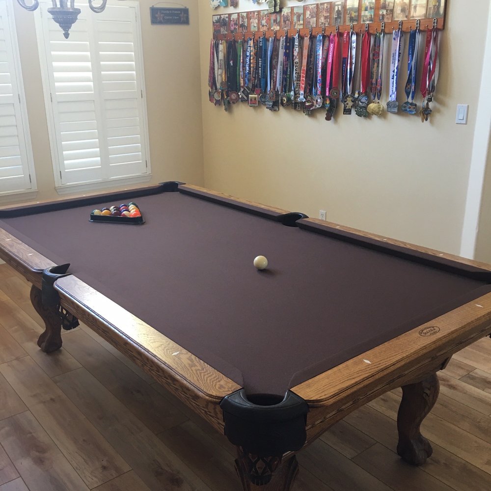 Pool table moved from Fresno to Bakersfield and set up by Ez Billiards. New cloth looks amazing! Pool table moved from Fresno to Bakersfield and set up by Ez Billiards. New cloth looks amazing!