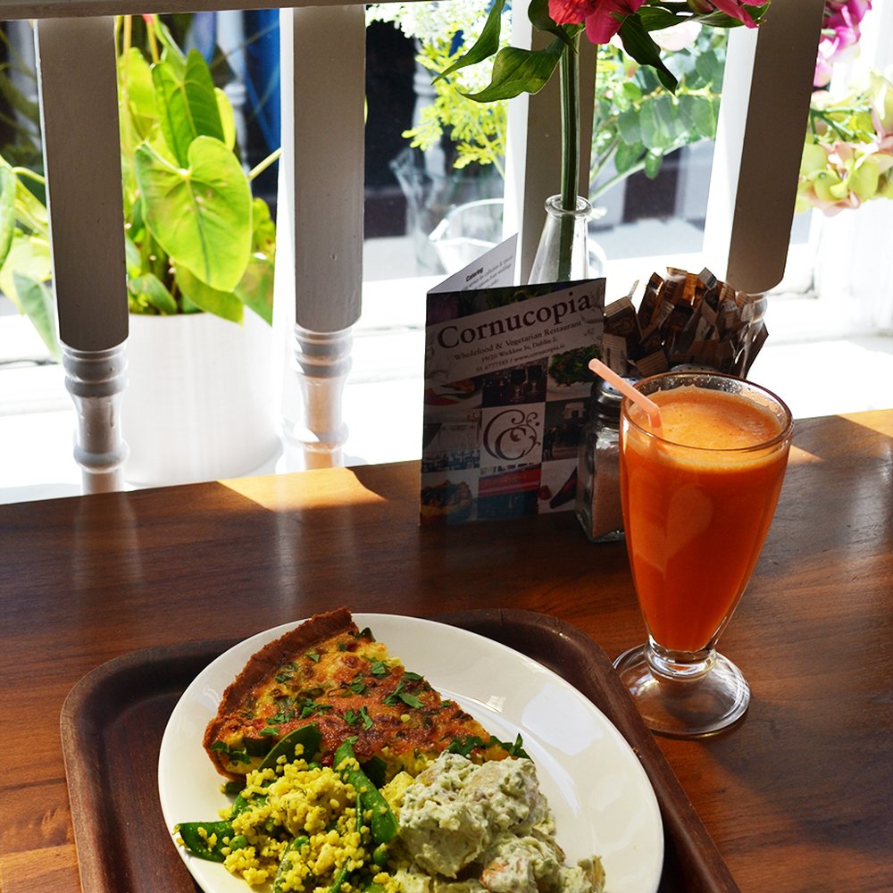 Cornucopia - Roasted pepper quiche & fresh Tropical juice - Vegan Near Me - Dublin, D