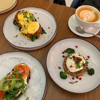 Palate Kitchen - Eggs benedict with pork Avocodo eggs benny Burrata quinoa salad - Restaurants Near Me - Vancouver, British Columbia