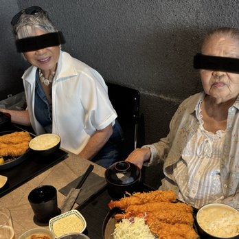Tonkatsu Kuro - My eldest sister (L) and her BFF both ordered the 5 pc Shrimp Katsu sets - Japanese Near Me - Honolulu, Hawaii Tonkatsu Kuro - My eldest sister (L) and her BFF both ordered the 5 pc Shrimp Katsu sets - Japanese Near Me - Honolulu, Hawaii