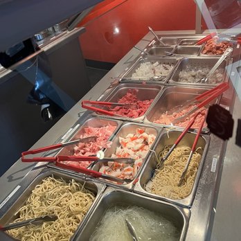 Genghis Khan Mongolian Barbeque - (1) section of ingredients for entree - Mongolian Near Me - Kansas City, Missouri Genghis Khan Mongolian Barbeque - (1) section of ingredients for entree - Mongolian Near Me - Kansas City, Missouri