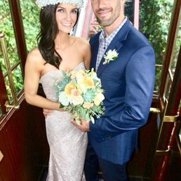 Beautiful flower crown, bouquet and boutonniere by Pink Petals! Beautiful flower crown, bouquet and boutonniere by Pink Petals!