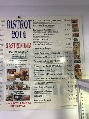 Menu photo 2 Bistrot 2014 Rome, RM