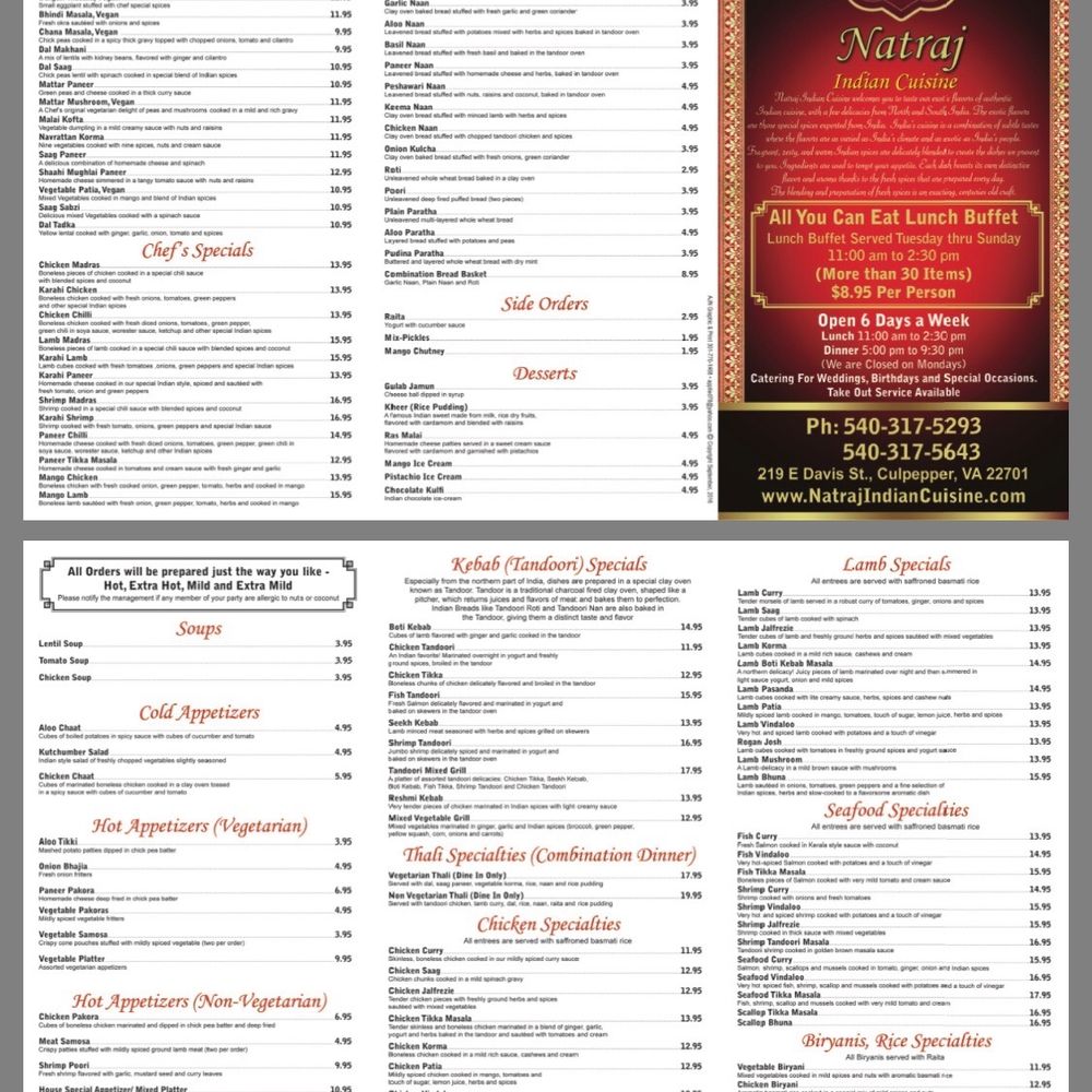 Natraj Indian Cuisine - Indian Near Me - Culpeper, Virginia Natraj Indian Cuisine - Indian Near Me - Culpeper, Virginia