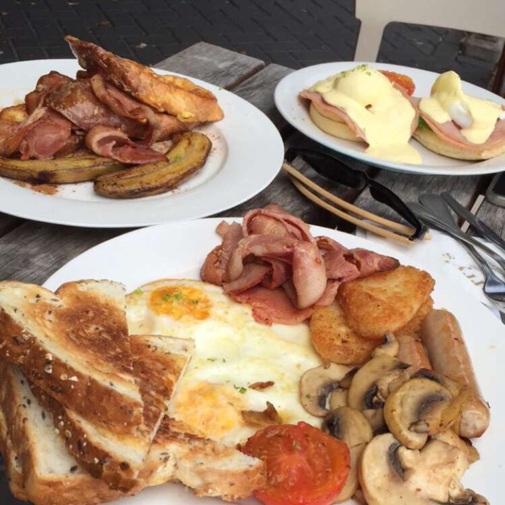 Clarrys Cafe - Go Goa Eatery - Clockwise from the bottom: - Clarry's Special ($15.5) - French toast with bacon and banana - Salmon eggs Benedict - Coffee & Tea Near Me - Auckland, AUK Clarrys Cafe - Go Goa Eatery - Clockwise from the bottom: - Clarry's Special ($15.5) - French toast with bacon and banana - Salmon eggs Benedict - Coffee & Tea Near Me - Auckland, AUK