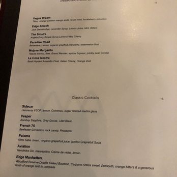 Edge Steakhouse - Menu - Steakhouses Near Me - Las Vegas, Nevada