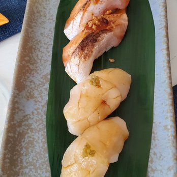 Sushi Bar - Aburi Salmon & Hotate Nigiri - Sushi Bars Near Me - Old Greenwich, Connecticut Sushi Bar - Aburi Salmon & Hotate Nigiri - Sushi Bars Near Me - Old Greenwich, Connecticut