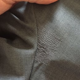 "Mended" trousers. This is the outside of the trousers. So this is visible when wearing. "Mended" trousers. This is the outside of the trousers. So this is visible when wearing.