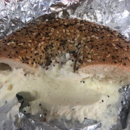 Everything bagel with cream cheese Everything bagel with cream cheese