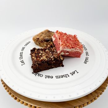 Nana’s Bakery - a plate with three different desserts - Cupcakes Near Me